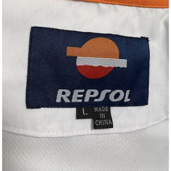 Vintage Honda HRC Pit Shirt Repsol Short Sleeve Patch Button Down Size Large - Picture 9 of 10